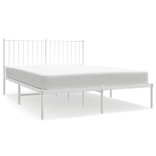 Metal Bed Frame without Mattress with Headboard White 135x190cm Metal Bed Frame without Mattress with Headboard White 135x190cm
