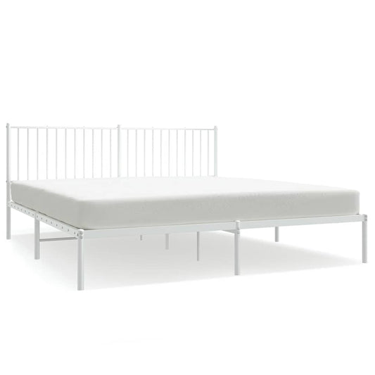 Metal Bed Frame without Mattress with Headboard White 183x213cm Metal Bed Frame without Mattress with Headboard White 183x213cm