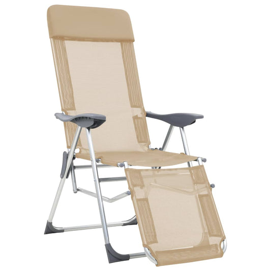 Folding Camping Chairs with Footrests 2 pcs Cream Textilene Folding Camping Chairs with Footrests 2 pcs Cream Textilene