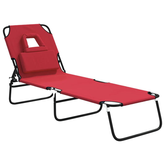 Folding Sun Lounger Red Oxford Fabric&Powder-coated Steel Folding Sun Lounger Red Oxford Fabric&Powder-coated Steel