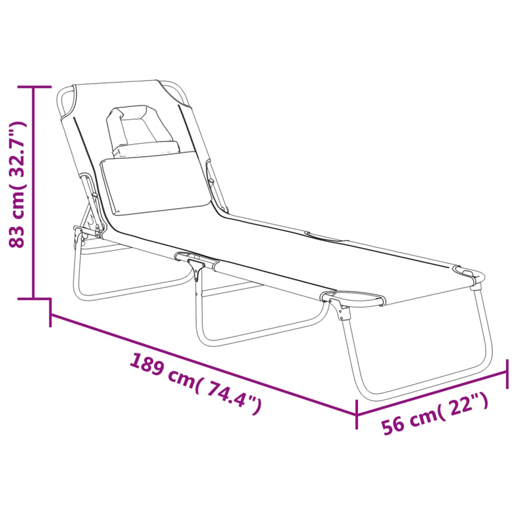 Folding Sun Lounger Taupe Oxford Fabric&Powder-coated Steel