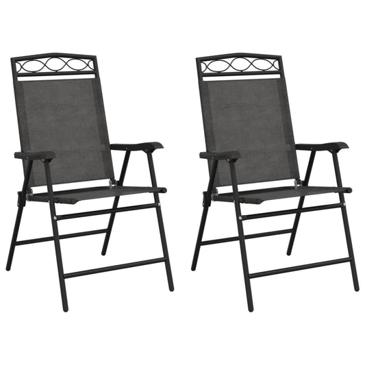 Folding Garden Chairs 2 pcs Melange Grey Steel and Textilene Folding Garden Chairs 2 pcs Melange Grey Steel and Textilene