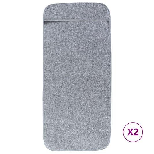 Beach Towels 2 pcs Grey 75x200 cm Fabric 400 GSM Beach Towels 2 pcs Grey 75x200 cm Fabric 400 GSM