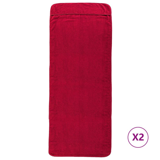 Beach Towels 2 pcs Burgundy 75x200 cm Fabric 400 GSM Beach Towels 2 pcs Burgundy 75x200 cm Fabric 400 GSM