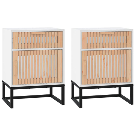 Bedside Cabinets 2 pcs White 40x30x55.5 cm Engineered Wood&Iron Bedside Cabinets 2 pcs White 40x30x55.5 cm Engineered Wood&Iron