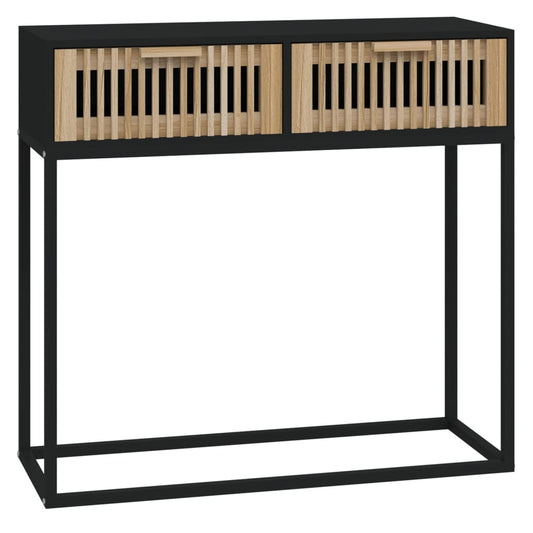 Console Table Black 80x30x75 cm Engineered Wood and Iron Console Table Black 80x30x75 cm Engineered Wood and Iron