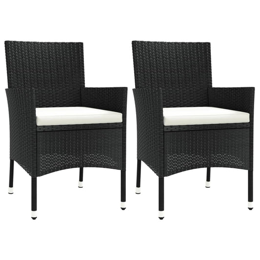 Garden Chairs with Cushions 2 pcs Black Poly Rattan (UK/IE/FI/NO only) Garden Chairs with Cushions 2 pcs Black Poly Rattan (UK/IE/FI/NO only)