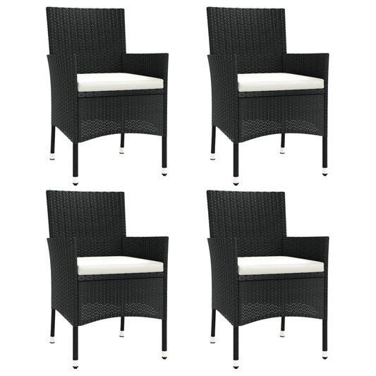 Garden Chairs with Cushions 4 pcs Black Poly Rattan (UK/IE/FI/NO only) Garden Chairs with Cushions 4 pcs Black Poly Rattan (UK/IE/FI/NO only)