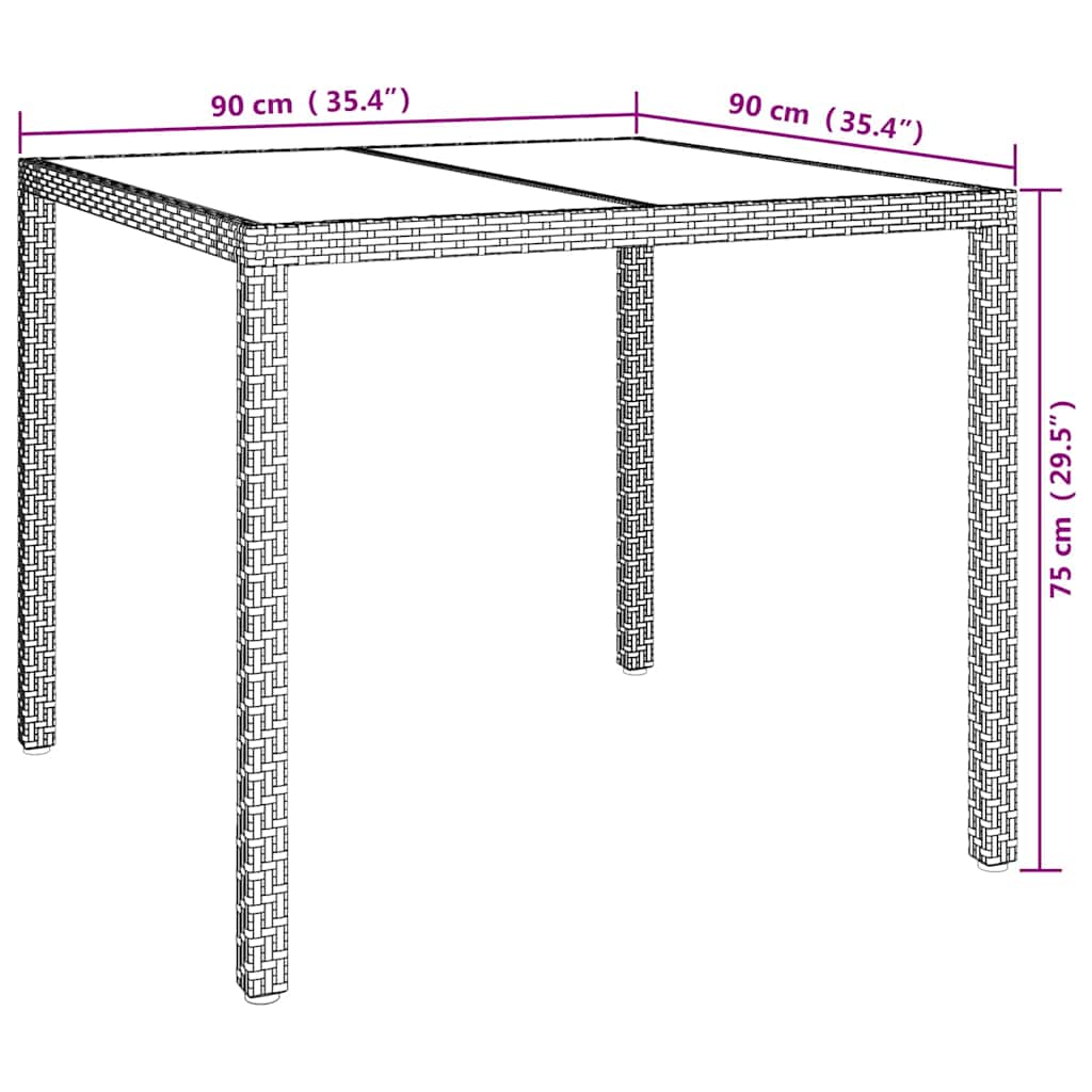Garden Table Black 90 x 90 x 75 cm Poly Rattan