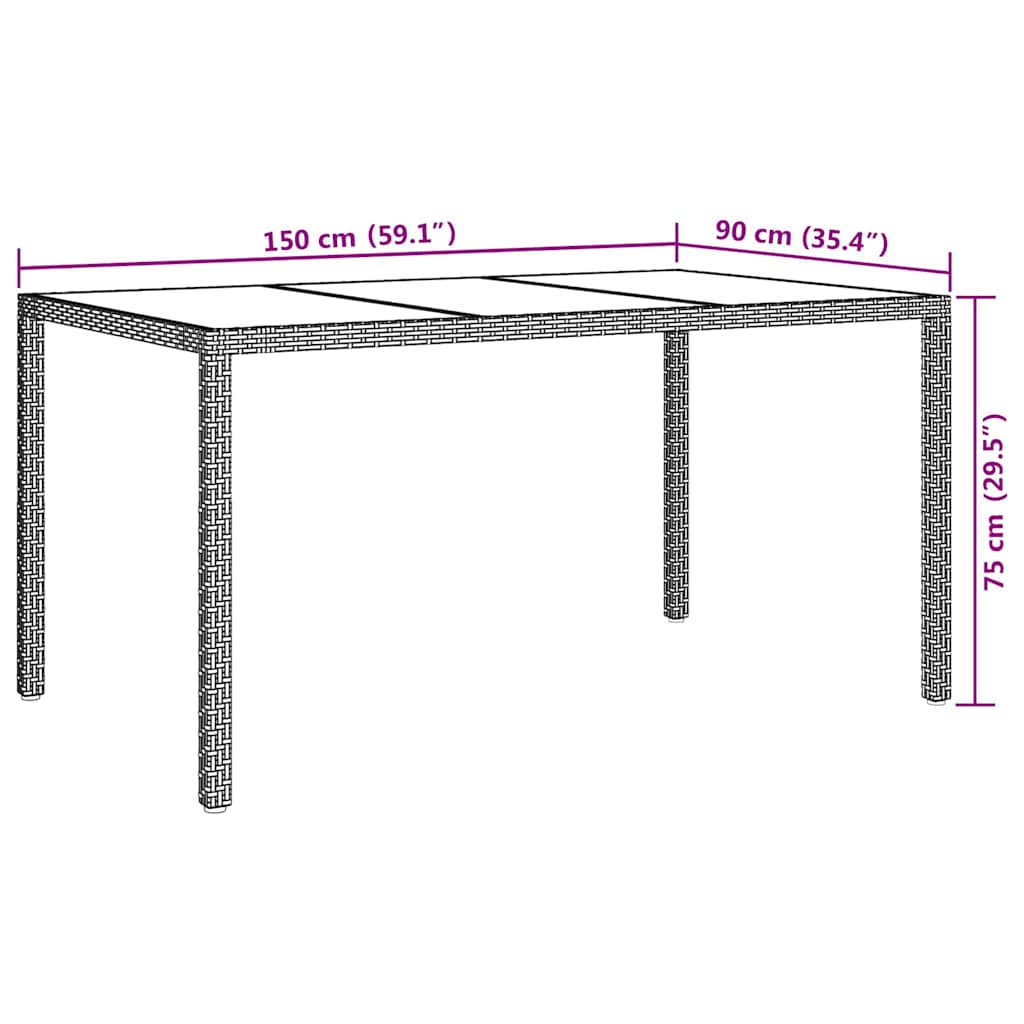 Garden Table White 150 x 90 x 75 cm Poly Rattan