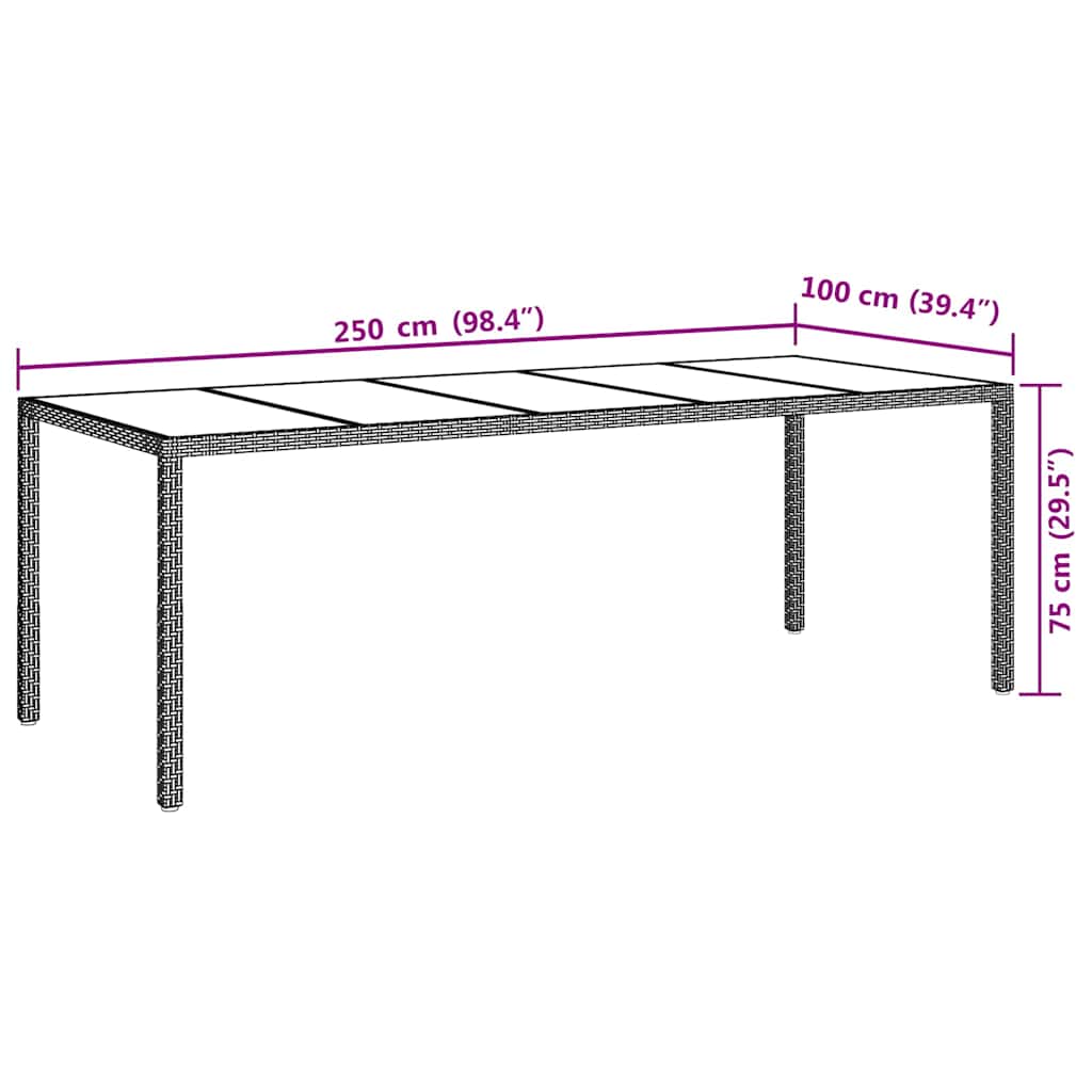 Garden Table Beige 250 x 100 x 75 cm Poly Rattan