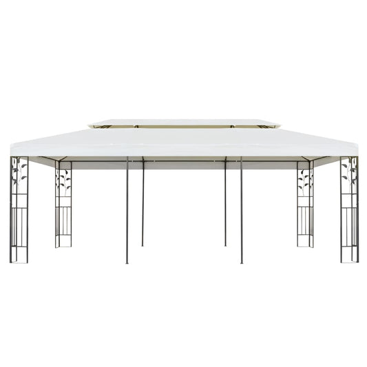 Gazebo with Double Roof White 6x3 m Steel Gazebo with Double Roof White 6x3 m Steel