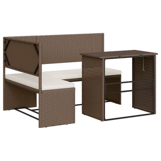 Garden Sofa with Table and Cushions L-Shaped Brown Poly Rattan Garden Sofa with Table and Cushions L-Shaped Brown Poly Rattan
