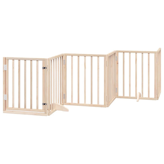 Dog Gate with Door Foldable 6 Panels 300 cm Poplar Wood Dog Gate with Door Foldable 6 Panels 300 cm Poplar Wood
