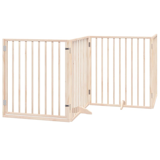 Dog Gate with Door Foldable 4 Panels 320 cm Poplar Wood Dog Gate with Door Foldable 4 Panels 320 cm Poplar Wood