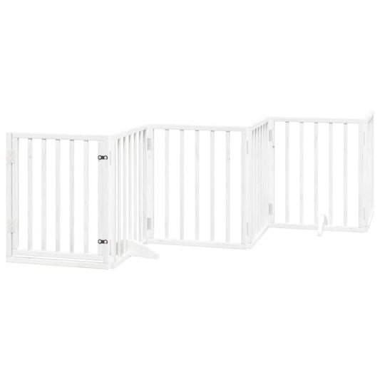 Dog Gate with Door Foldable 6 Panels White 300 cm Poplar Wood Dog Gate with Door Foldable 6 Panels White 300 cm Poplar Wood