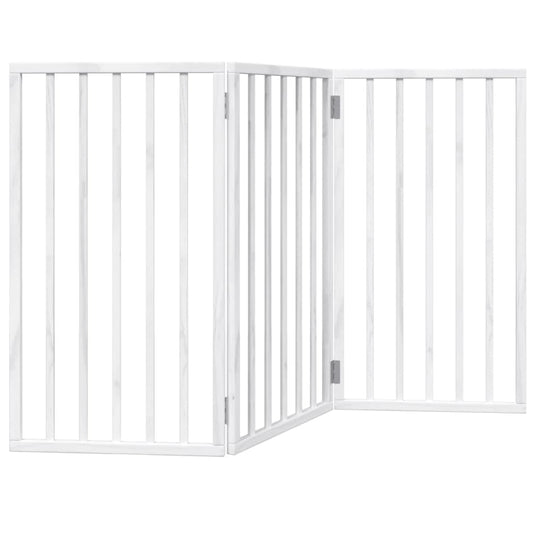 Dog Gate Foldable 3 Panels White 150 cm Poplar Wood Dog Gate Foldable 3 Panels White 150 cm Poplar Wood