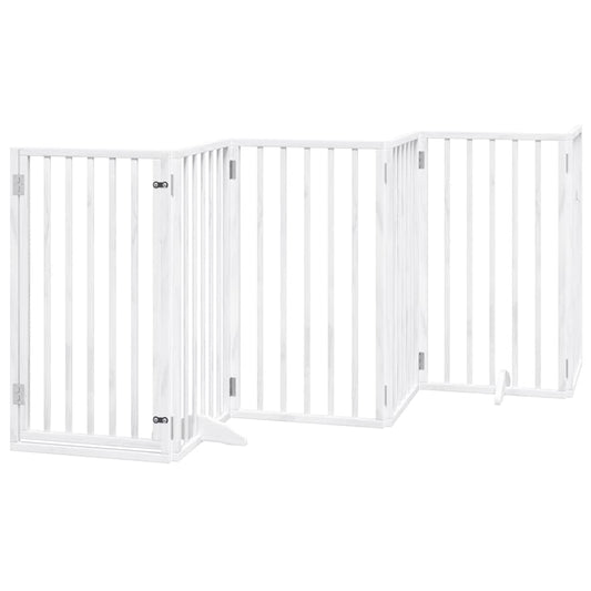 Dog Gate with Door Foldable 6 Panels White 300 cm Poplar Wood Dog Gate with Door Foldable 6 Panels White 300 cm Poplar Wood