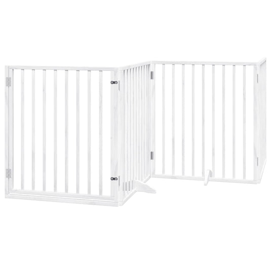 Dog Gate with Door Foldable 4 Panels White 320 cm Poplar Wood Dog Gate with Door Foldable 4 Panels White 320 cm Poplar Wood