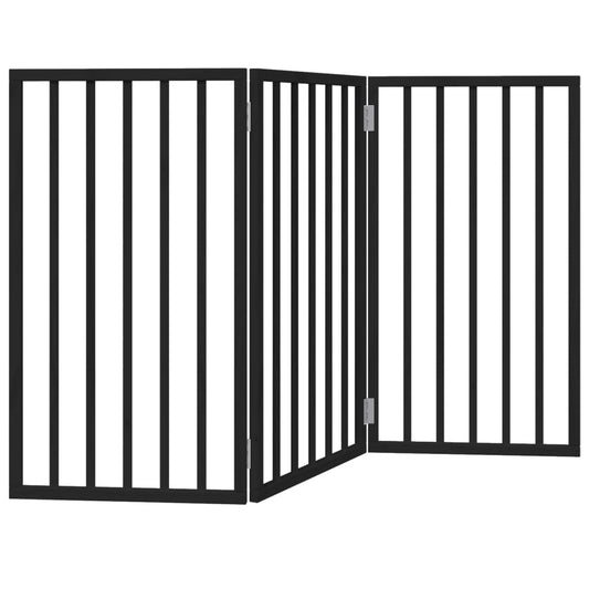 Dog Gate Foldable 3 Panels Black 150 cm Poplar Wood Dog Gate Foldable 3 Panels Black 150 cm Poplar Wood