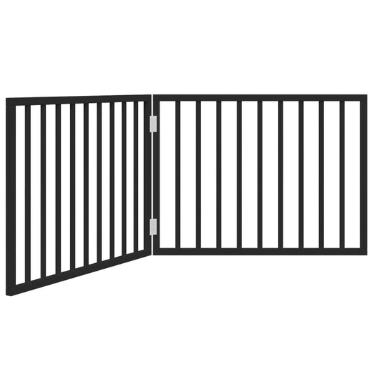 Dog Gate Foldable 2 Panels Black 160 cm Poplar Wood Dog Gate Foldable 2 Panels Black 160 cm Poplar Wood