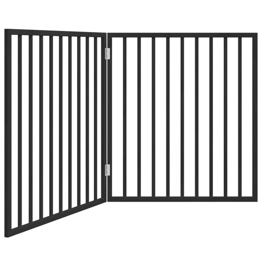 Dog Gate Foldable 2 Panels Black 160 cm Poplar Wood Dog Gate Foldable 2 Panels Black 160 cm Poplar Wood