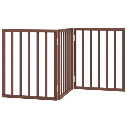 Dog Gate Foldable 3 Panels Brown 150 cm Poplar Wood Dog Gate Foldable 3 Panels Brown 150 cm Poplar Wood