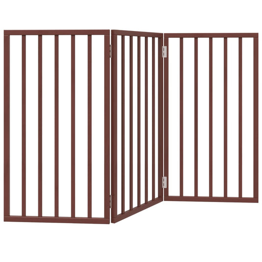 Dog Gate Foldable 3 Panels Brown 150 cm Poplar Wood Dog Gate Foldable 3 Panels Brown 150 cm Poplar Wood
