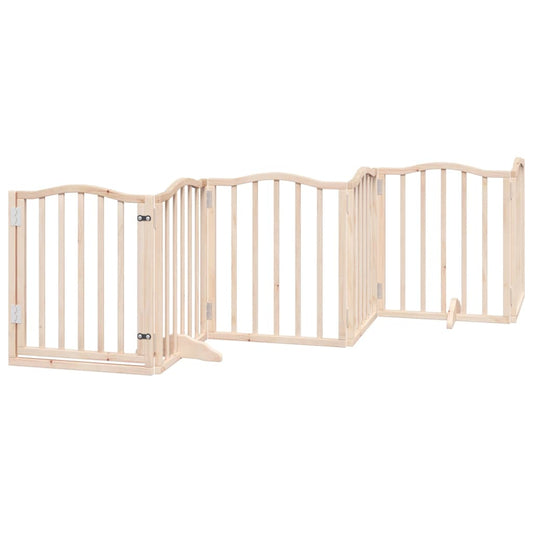 Dog Gate with Door Foldable 6 Panels 300 cm Poplar Wood Dog Gate with Door Foldable 6 Panels 300 cm Poplar Wood