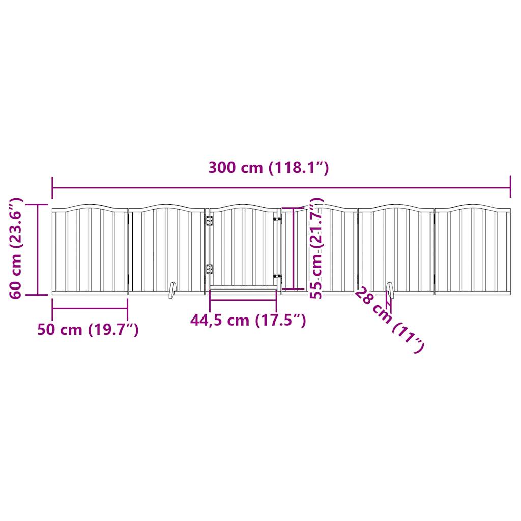 Dog Gate with Door Foldable 6 Panels 300 cm Poplar Wood