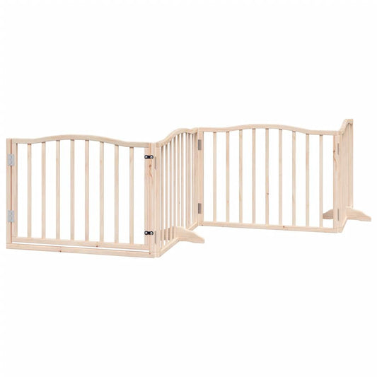 Dog Gate with Door Foldable 4 Panels 320 cm Poplar Wood Dog Gate with Door Foldable 4 Panels 320 cm Poplar Wood