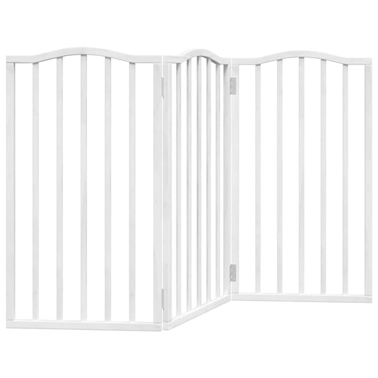 Dog Gate Foldable 3 Panels White 150 cm Poplar Wood Dog Gate Foldable 3 Panels White 150 cm Poplar Wood
