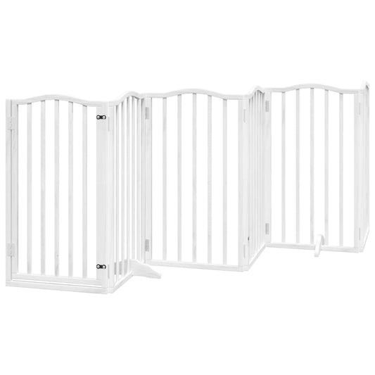Dog Gate with Door Foldable 6 Panels White 300 cm Poplar Wood Dog Gate with Door Foldable 6 Panels White 300 cm Poplar Wood