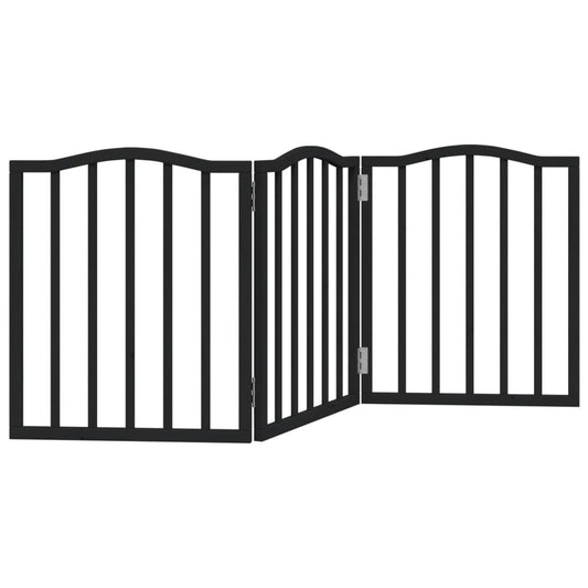 Dog Gate Foldable 3 Panels Black 150 cm Poplar Wood Dog Gate Foldable 3 Panels Black 150 cm Poplar Wood