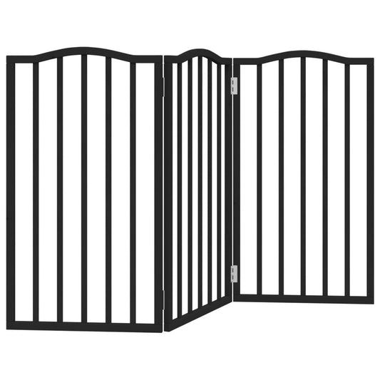 Dog Gate Foldable 3 Panels Black 150 cm Poplar Wood Dog Gate Foldable 3 Panels Black 150 cm Poplar Wood