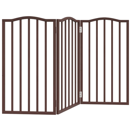 Dog Gate Foldable 3 Panels Brown Oak 150 cm Poplar Wood Dog Gate Foldable 3 Panels Brown Oak 150 cm Poplar Wood