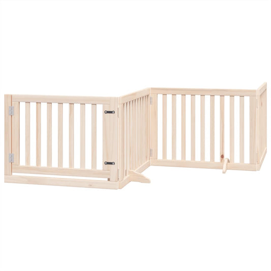Dog Gate with Door Foldable 4 Panels 320 cm Poplar Wood Dog Gate with Door Foldable 4 Panels 320 cm Poplar Wood