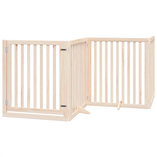 Dog Gate with Door Foldable 4 Panels 320 cm Poplar Wood Dog Gate with Door Foldable 4 Panels 320 cm Poplar Wood