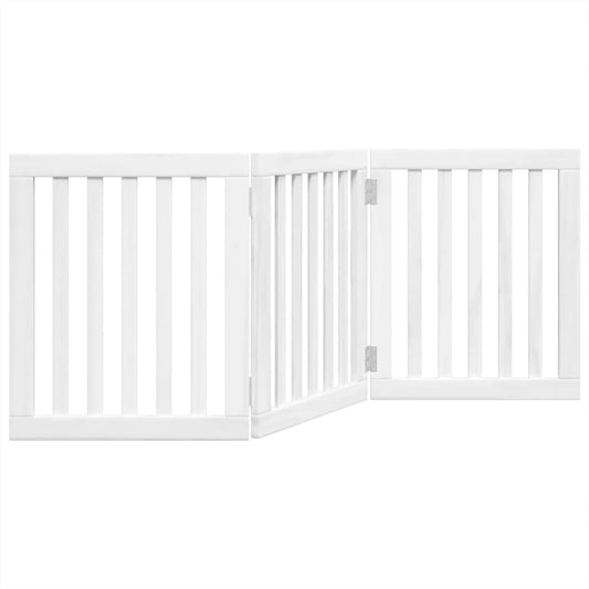 Dog Gate Foldable 3 Panels White 150 cm Poplar Wood Dog Gate Foldable 3 Panels White 150 cm Poplar Wood