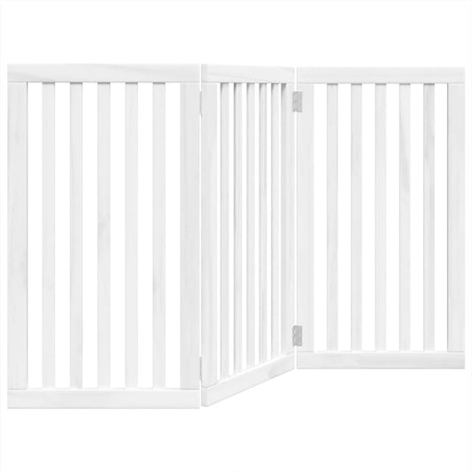 Dog Gate Foldable 3 Panels White 150 cm Poplar Wood Dog Gate Foldable 3 Panels White 150 cm Poplar Wood
