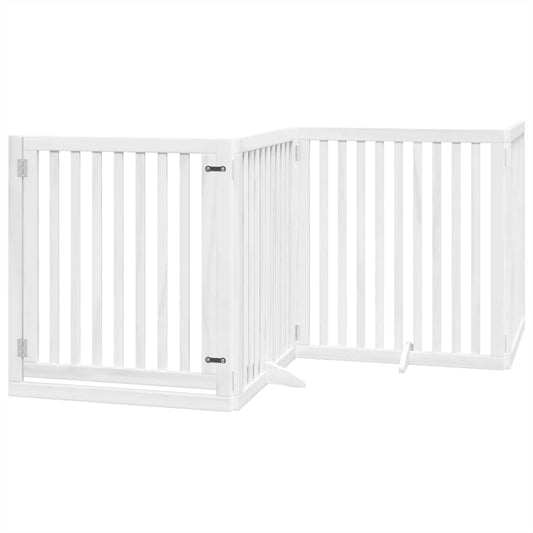 Dog Gate with Door Foldable 4 Panels White 320 cm Poplar Wood Dog Gate with Door Foldable 4 Panels White 320 cm Poplar Wood