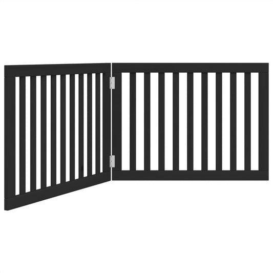 Dog Gate Foldable 2 Panels Black 160 cm Poplar Wood Dog Gate Foldable 2 Panels Black 160 cm Poplar Wood