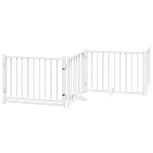 Dog Gate with Door Foldable 4 Panels White 320 cm Solid Wood Fir Dog Gate with Door Foldable 4 Panels White 320 cm Solid Wood Fir