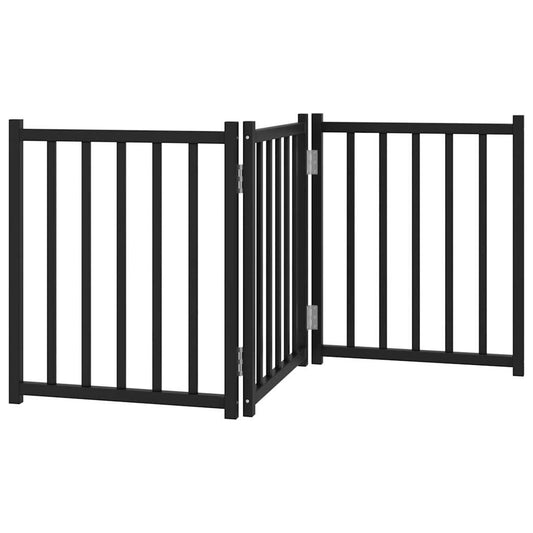 Dog Gate Foldable 3 Panels Black 150 cm Solid Wood Fir Dog Gate Foldable 3 Panels Black 150 cm Solid Wood Fir