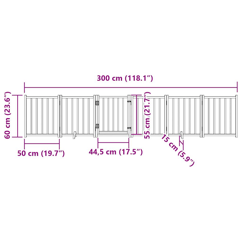 Dog Gate with Door Foldable 6 Panels Brown Oak 300 cm