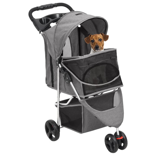 Folding Dog Stroller Grey 80x46x98 cm Oxford Fabric Folding Dog Stroller Grey 80x46x98 cm Oxford Fabric