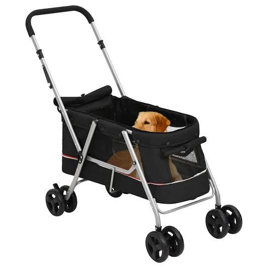 Folding Dog Stroller Black 100x49x96 cm Linen Fabric Folding Dog Stroller Black 100x49x96 cm Linen Fabric