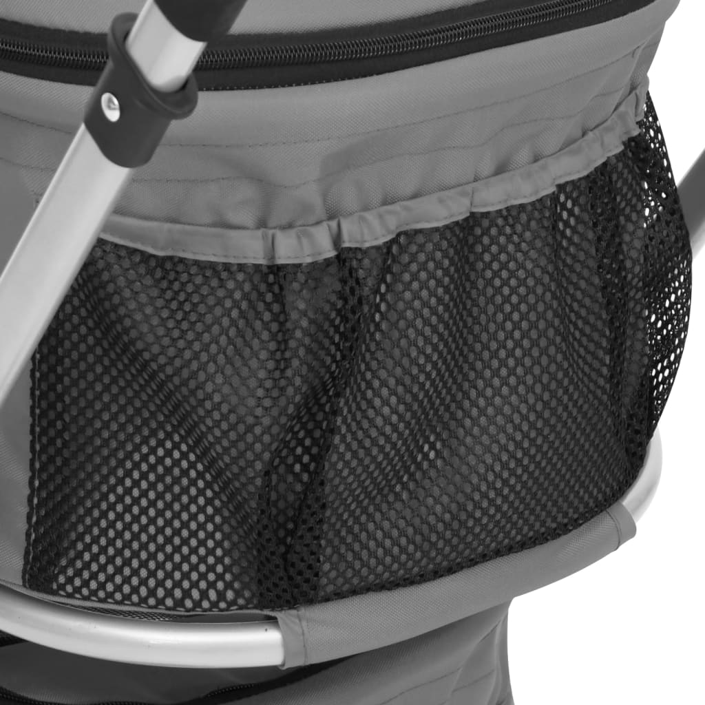 2-Layers Folding Dog Stroller Grey 83x48x97 cm Oxford Fabric