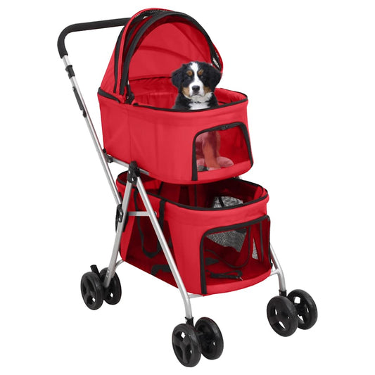 2-Layers Folding Dog Stroller Red 83x48x97 cm Oxford Fabric 2-Layers Folding Dog Stroller Red 83x48x97 cm Oxford Fabric