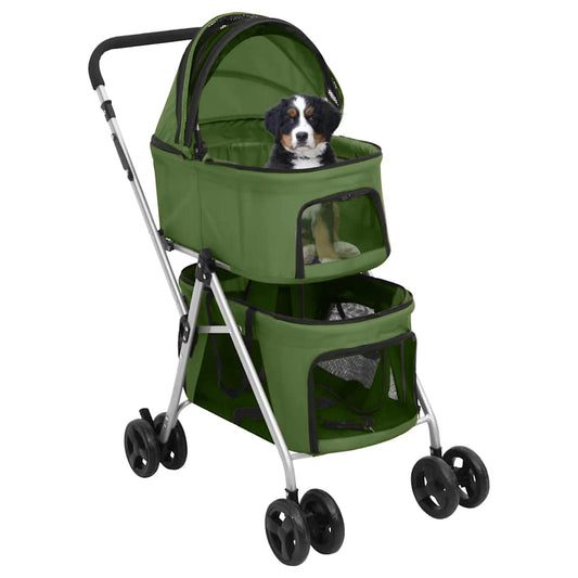 2-Layers Folding Dog Stroller Green 83x48x97 cm Oxford Fabric 2-Layers Folding Dog Stroller Green 83x48x97 cm Oxford Fabric